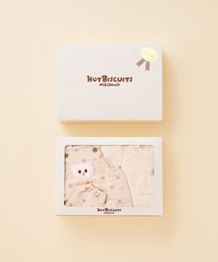MIKI HOUSE HOT BISCUITS キルト素材 オーバーオール＆Tシャツギフトセット【BOX付き】 アイボリー