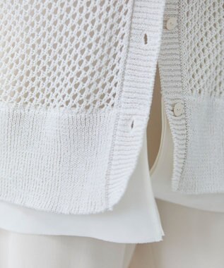 BEIGE， 【洗える】ALOE / コットンメッシュVネックミドル丈カーディガン Ecru