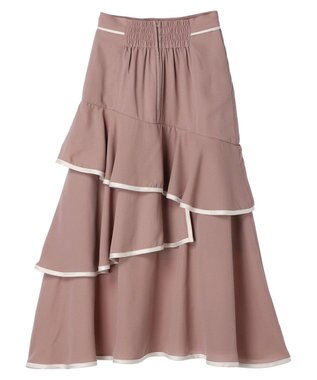 earth music&ecology パイピングフリルティアードスカート Pink Beige