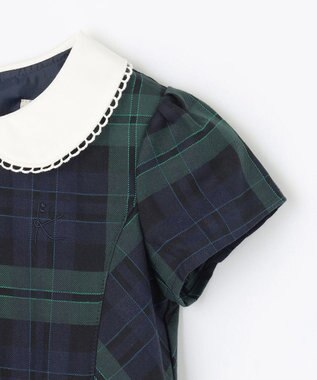 組曲 KIDS 【110-140㎝】クラシックチェック ワンピース グリーン系3