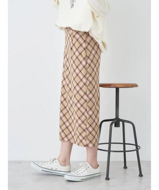 earth music&ecology チェック柄ナロースカート Beige