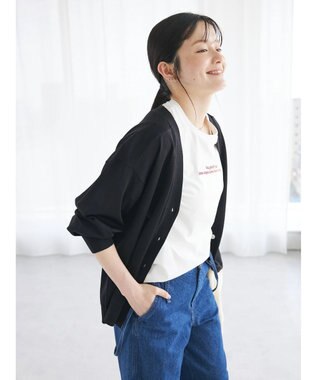 CRAFT STANDARD BOUTIQUE UVカット/接触冷感/マシンウォッシャブル/Vネックニットカーディガン Black