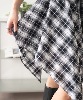 WEGO ランダムヘムチェックミニスカート ブラック