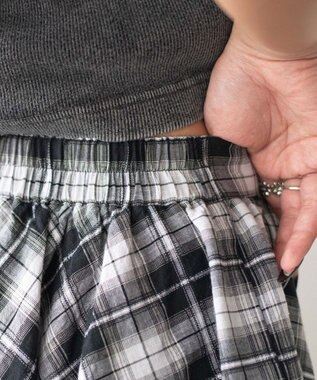 WEGO ランダムヘムチェックミニスカート ブラック