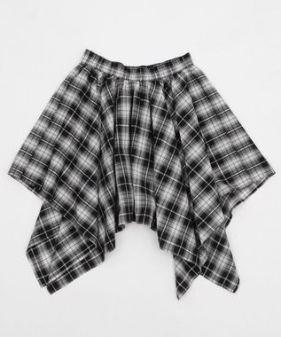 WEGO ランダムヘムチェックミニスカート ブラック