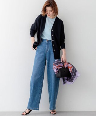 23区 S 【先行予約】レーヨンポリエステルストレッチ Vネック カーディガン ネイビー系