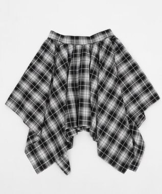 WEGO ランダムヘムチェックミニスカート ブラック