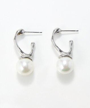 Phoebe 〈金属アレルギー対応〉リップルパールフープピアス　シルバー/ステンレス/大ぶり/存在感◎/主役級 シルバー