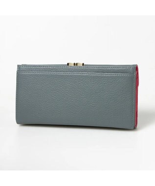 UNBILLION perche カラーコンビレザーかぶせ外がま口長財布 グレー