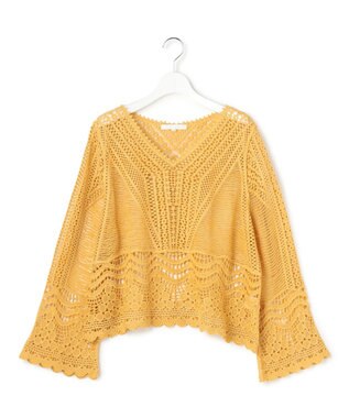 23区 【GOLD LABEL】コットンレーシー ニット マスタード系