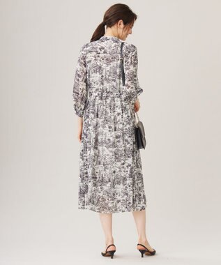 自由区 L 【洗える】ランドスケーププリント ワンピース モノトーン