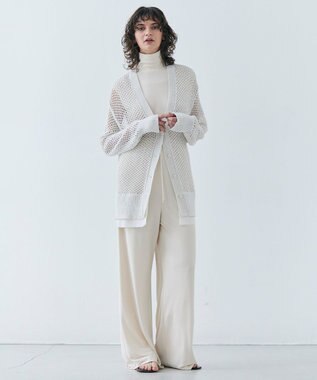 BEIGE， 【洗える】ALOE / コットンメッシュVネックミドル丈カーディガン Ecru