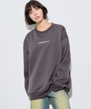 WEGO 【ユニセックス着用ITEM】アーチバックロゴグラフィックプルオーバー ブラック中濃色