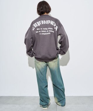 WEGO 【ユニセックス着用ITEM】アーチバックロゴグラフィックプルオーバー ブラック中濃色