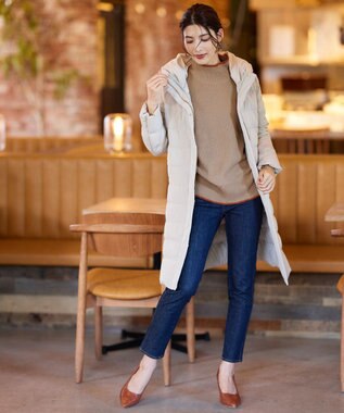 Tiaclasse 【洗える】かのこ編み配色ラインニットプルオーバー ベージュ