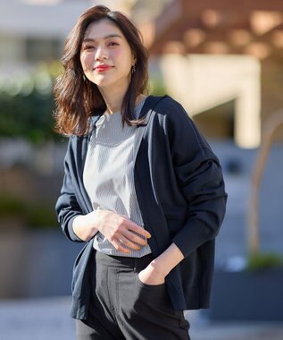 ANY ニットフーディーカーディガン ネイビー