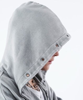 WEGO 【ユニセックス着用ITEM】ブリーチハトメZIPパーカー グレー