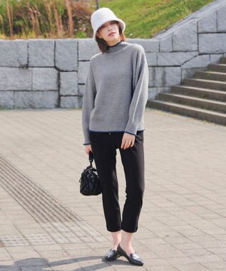 Tiaclasse 【洗える】かのこ編み配色ラインニットプルオーバー グレー