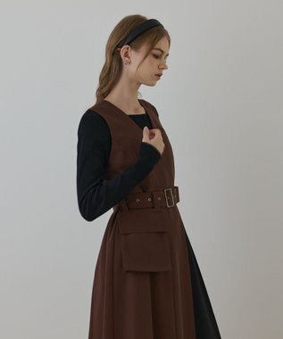 GRACE CONTINENTAL プリーツジャンパースカート ブラウン