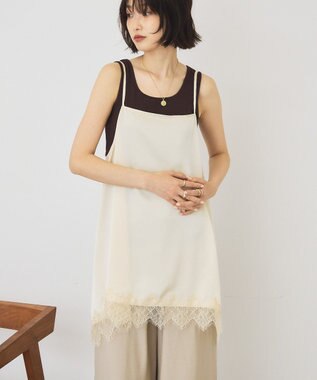 AMERICAN HOLIC イレギュラーヘムサテンレースキャミソール Ivory