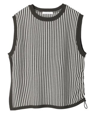 Green Parks ストライプドロストベスト Charcoal Gray