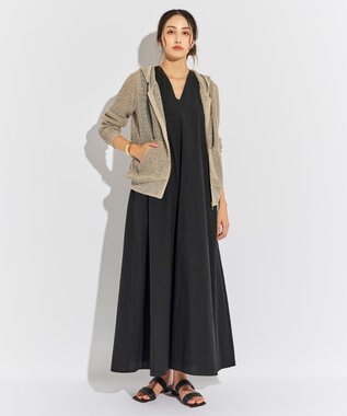 BEIGE， 【洗える】OPTICAL / ペーパーヤーンフーディージップニット Flax
