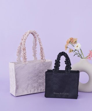 Maison de FLEUR レースフリルハンドルスクエアトートMバッグ Light Pink
