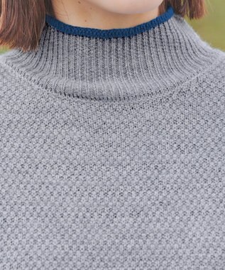 Tiaclasse 【洗える】かのこ編み配色ラインニットプルオーバー グレー