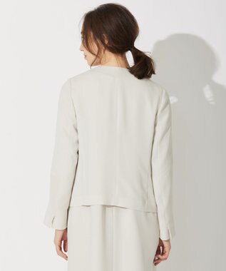 自由区 【セットアップ可】ダブルクロス ノーカラージャケット ベージュ系