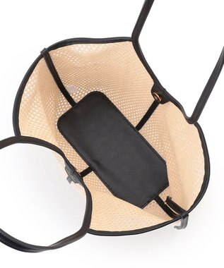 23区 【先行予約】メッシュコンビ ポーチ付き トートバッグ ベージュ×ブラック