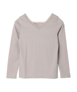 earth music&ecology 前後２ＷＡＹ襟レースプルオーバー Beige