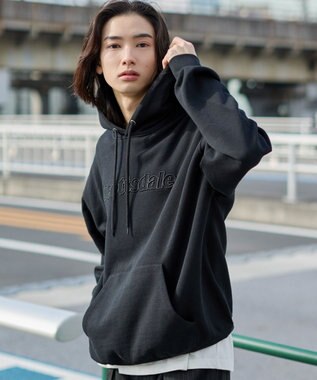 WEGO 【ユニセックス着用ITEM】エンボスステッチロゴプルパーカー ブラック