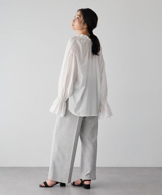 YECCA VECCA シャーリングギャザーリボンブラウス Off White