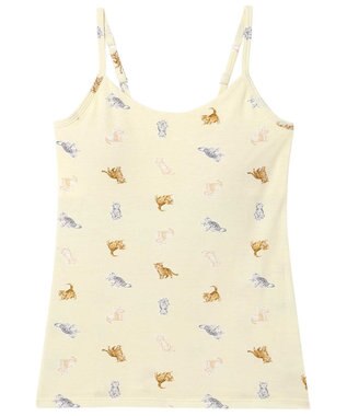 une nana cool 猫プリント カップ付きキャミソール WH