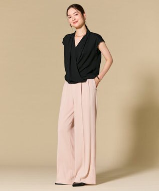 BEIGE， OLIVE / カシュクールフレンチスリーブブラウス Black