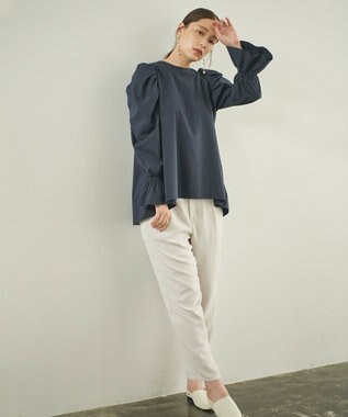 #Newans 【洗える】ジョーゼットテーパードパンツ ホワイト系