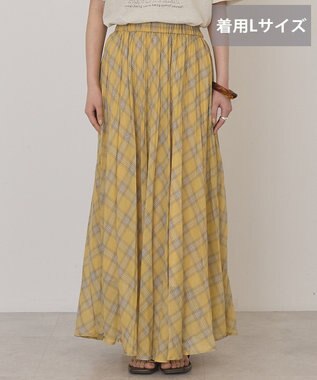 AMERICAN HOLIC 【選べる丈】チェックシアープリーツスカート Yellow