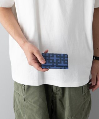 MIYABIYA La quoh with kirakaracho 角つなぎ プリントレザー 名刺入れ 瑠璃紺（ネイビー）