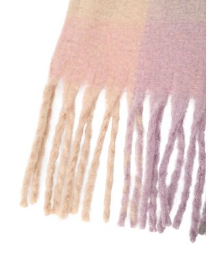 Green Parks ・ｆｕｒｒｙ　ｒａｔｅ　グラデーションチェックマフラー Pink