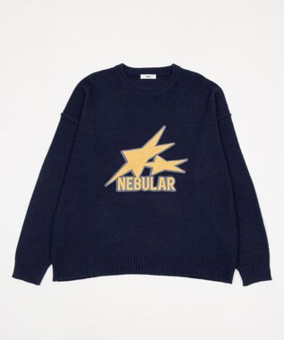 WEGO サテンワッペンニットプルオーバー ネイビー