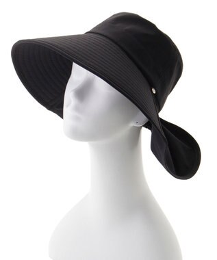 MOONBAT 【遮光100％/遮熱/UVカット】PAUL&JOE ACCESSOIRES(ポール&ジョー）後ろ垂れ 広つばハット 帽子 サイズ調整可能 手洗い可能 ブラック