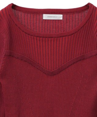 Green Parks ・ＡＮＤＳＥＡＲＣＨ　リブフェイクレイヤードニット Bordeaux
