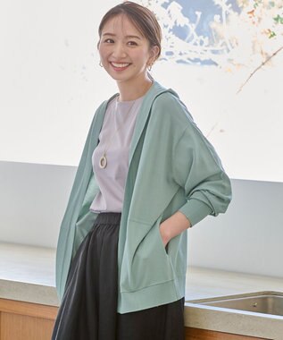  【接触冷感/UVケア/アンチピリング】フーディーカーディガン