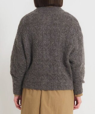 muuc アルパカモヘヤ模様編みカーディガン グレーブラウン