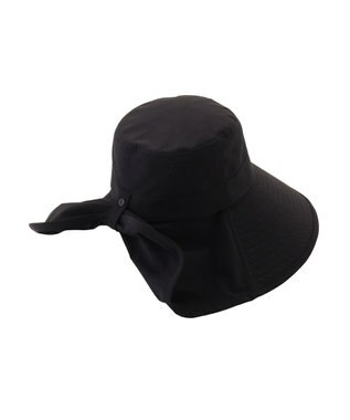 MOONBAT 【遮光100％/遮熱/UVカット】PAUL&JOE ACCESSOIRES(ポール&ジョー）後ろ垂れ 広つばハット 帽子 サイズ調整可能 手洗い可能 ブラック