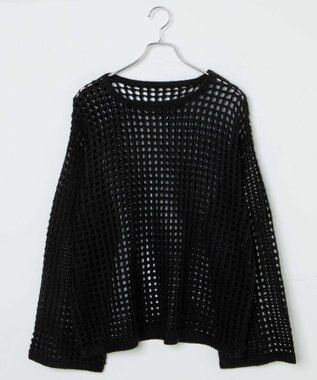 WEGO ビッグメッシュニットプルオーバー ブラック