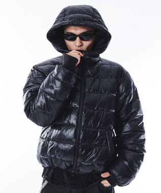 WEGO 【ユニセックス着用ITEM】2WAYシャイニーパファーフーディー ブラック