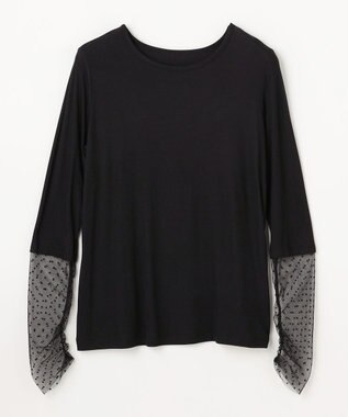 ANY 袖ドットチュールコンビインナー ブラック