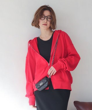 WEGO 【ユニセックス着用ITEM/MLサイズ展開】コンパクトフィットダブルZIPパーカー レッド