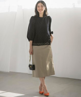 組曲 S 【WEB限定】フラワーレース ペプラムトップス ネイビー系